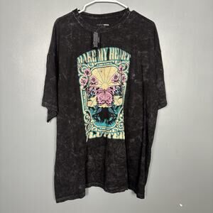 NWT FASHION NOVA Women’s Make My Heart Flutter Washed Tee - Black Large New